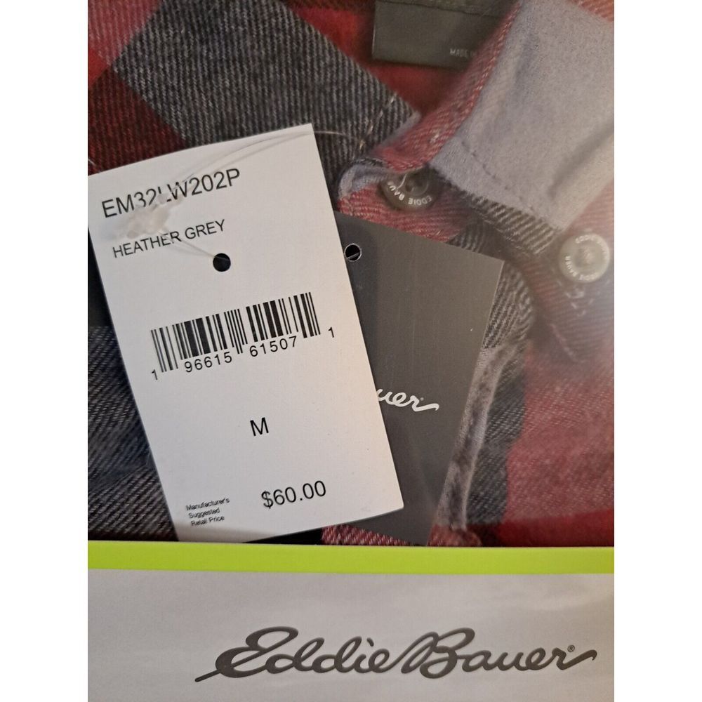 Eddie Bauer Flannel Shirt Mens Medium Plaid Pocket Long Sleeve Cotton - Picture 4 of 5